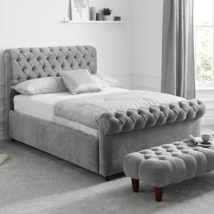 this is the picture of sleigh bed in grey color