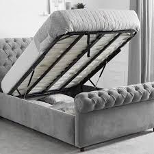 Sleigh-bed-in-grey sleigh storage bed in grey