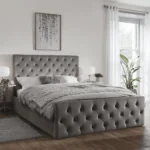 plush velvet florida bed frame in grey