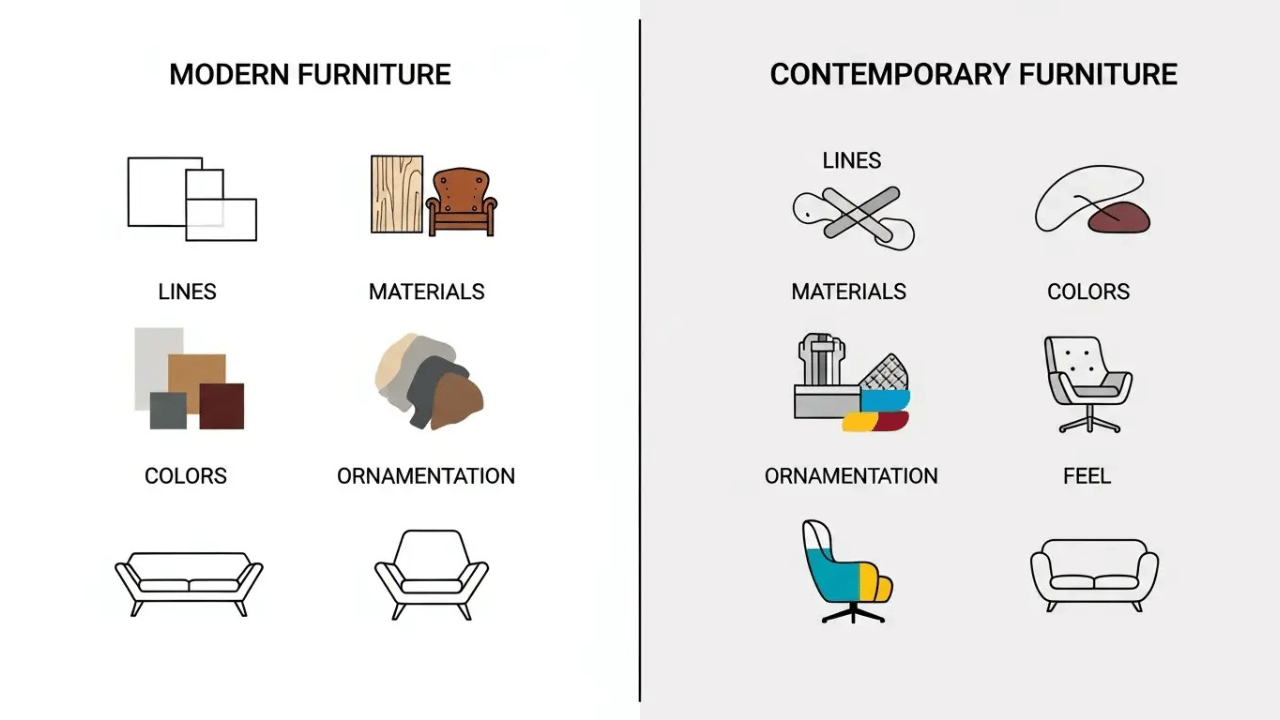 Modern Furniture vs Contemporary Furniture: Complete Guide 2 modern and contemporary furniture