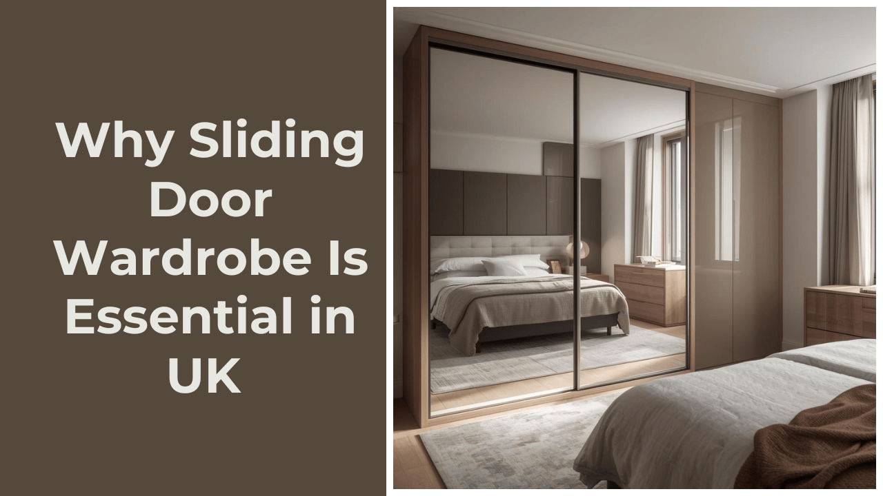 minimalist UK bedroom with a sleek sliding wardrobe.